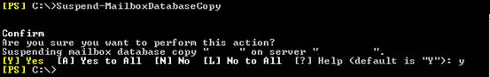 Suspend-MailboxDatabaseCopy