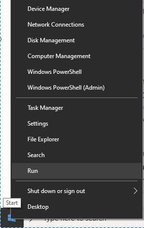 Launching Run utility from Start menu