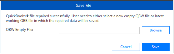 Stellar Repair for QuickBooks Save File window to save recovered company file data