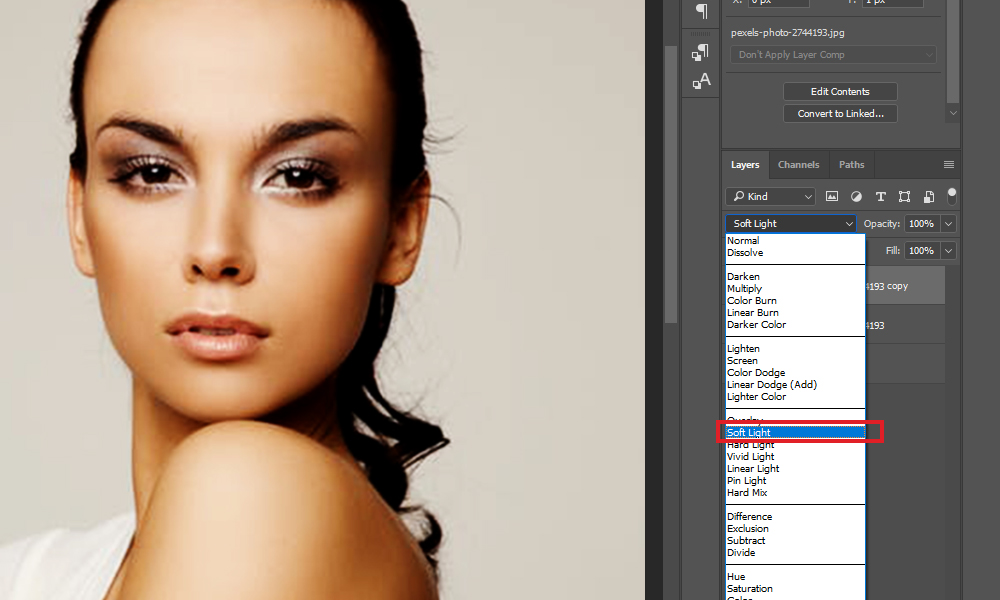Soft Light under Blending options