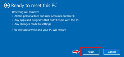 start reset windows