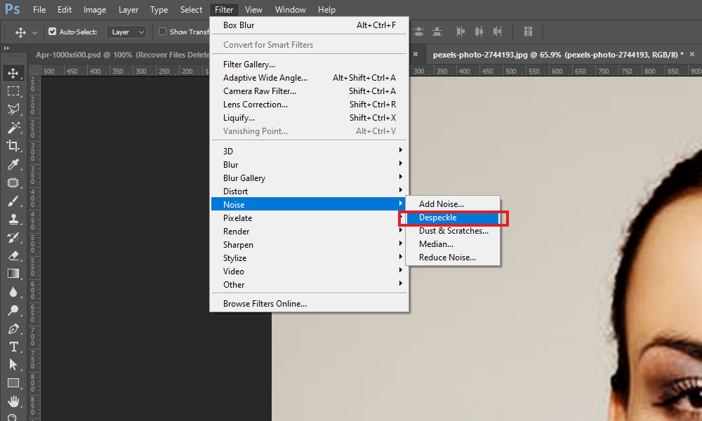 Despeckle in Photoshop
