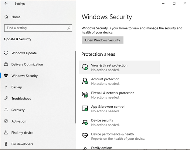 virus threat protection windows