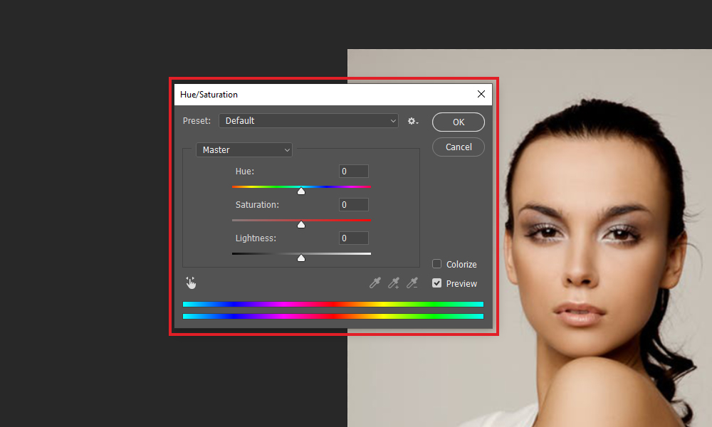 Hue/Saturation box sliders