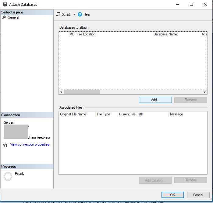 Click Add to Attach SQL Database