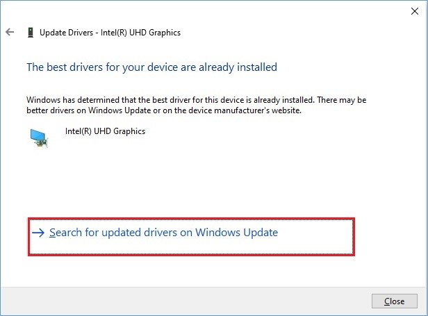 Search for Updated Drivers on Windows Update