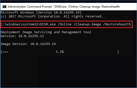 Run DISM Restore Heath Command