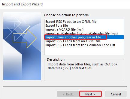 Choose Import from another program or file