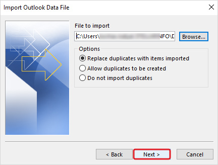 Select an option for duplicates and click on Next
