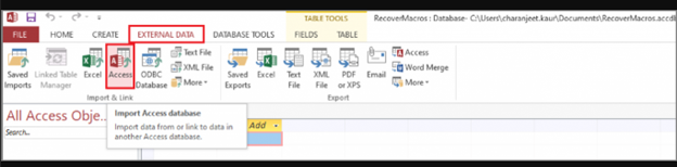 click on the EXTERNAL DATA tab
