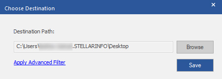 Click Save after selecting the destination path