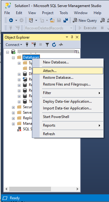 Select Attach Databases