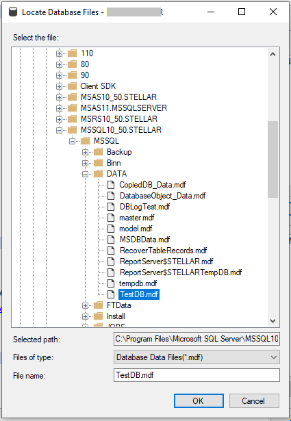 Select MDF File to be Attached