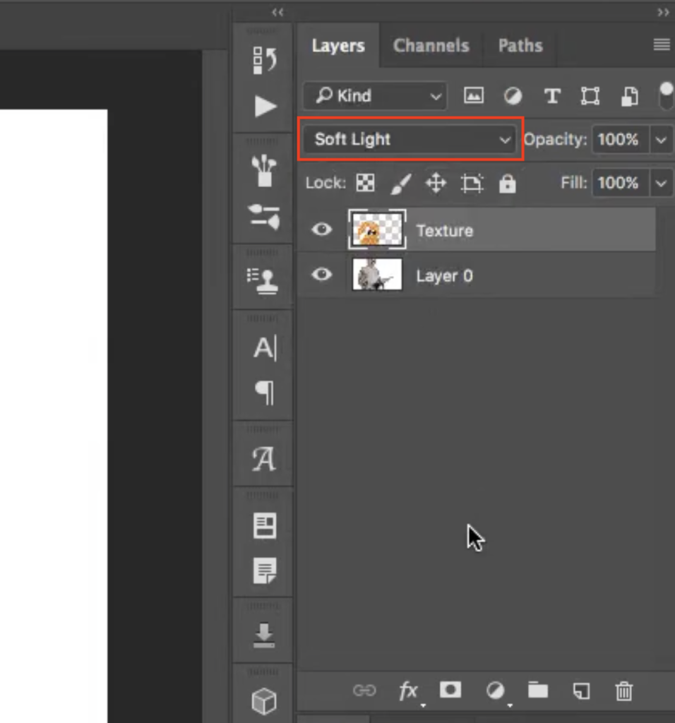 Set that blend mode to Soft Light
