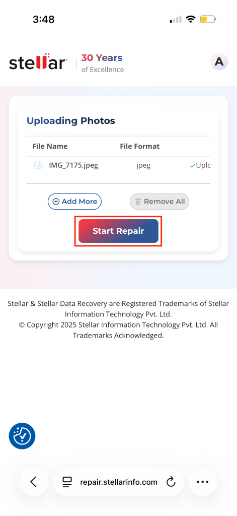 Once your picture is uploaded successfully
