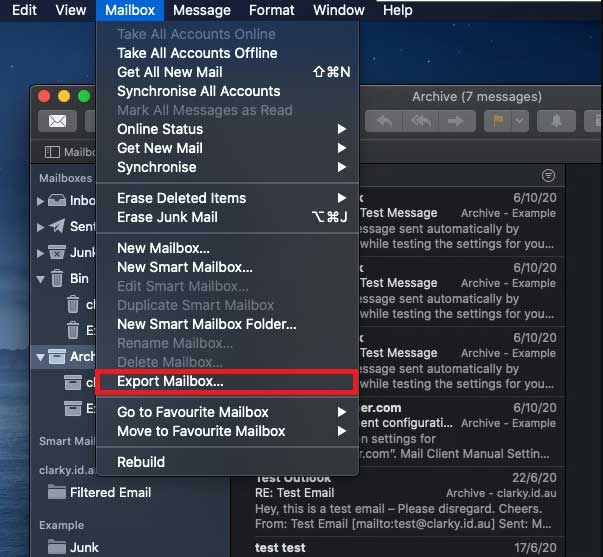 export emails from Apple mail