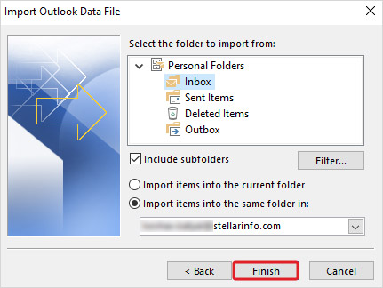Click on Include subfolders checkbox