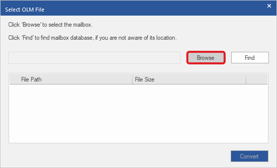 select the OLM file