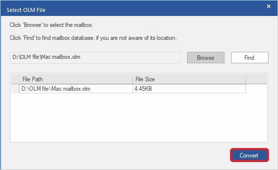 scanning the selected OLM file