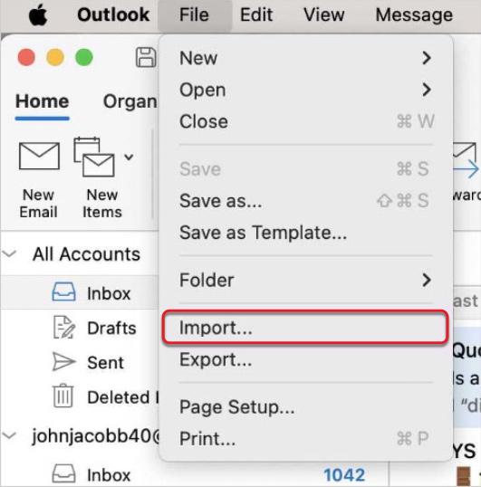 Import mailbox in Outlook for Mac 2016 or later