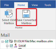 convert the OLM file to PST