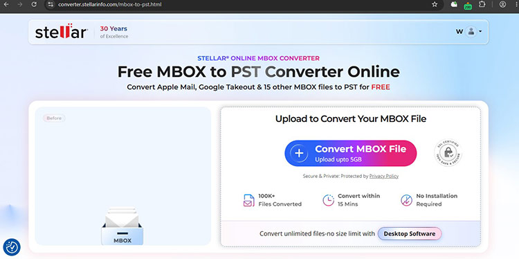 Stellar Free MBOX to PST converter online