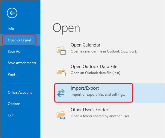 click Import/Export