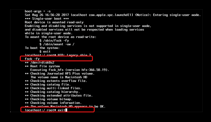 Running fsck command