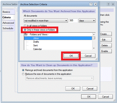 Providing Archive Selection Criteria