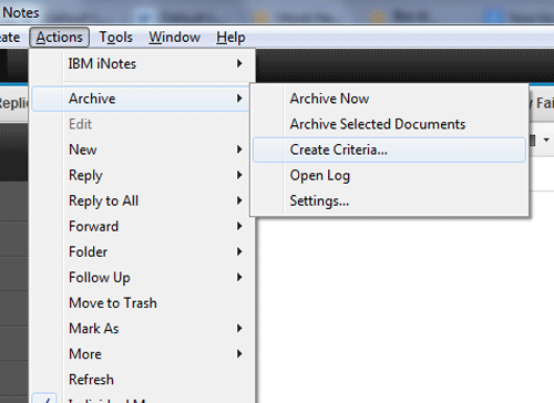 setting archive file criteria in lotus notes