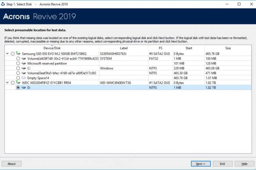 Acronis Revive Data Recovery