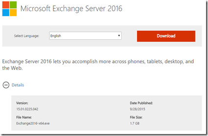 Download Exchange Server 2016