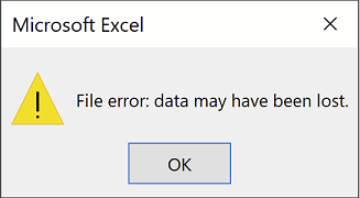 Excel error data may have been lost