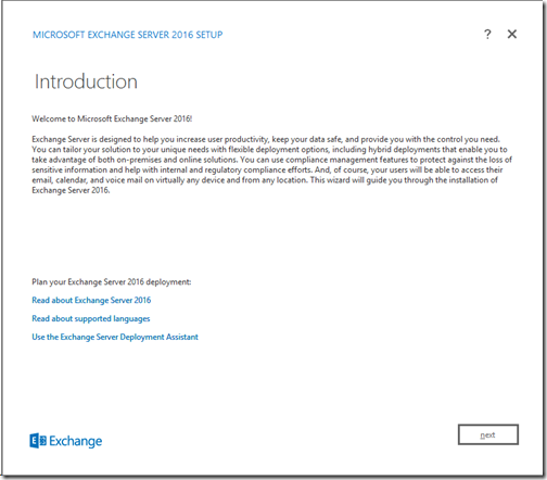 Exchange Server Introduction page