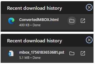 Recent download history