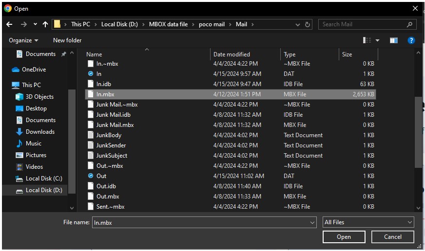 select the MBOX file on your system