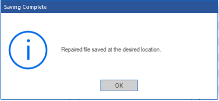 Repaired file saved on desired location