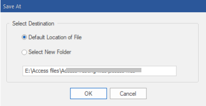 Select Default location of file 