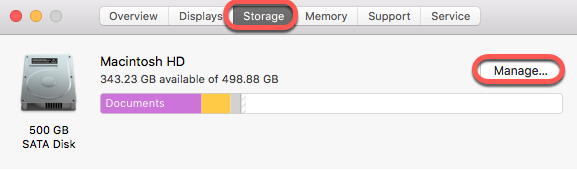 Storage > Manage