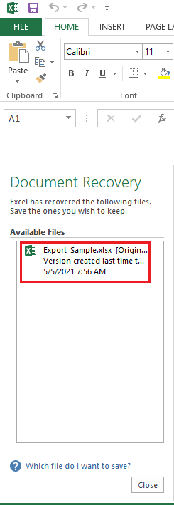 excel document recovery
