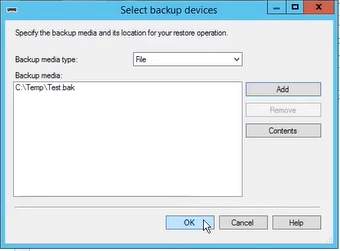 exit select backup devices window