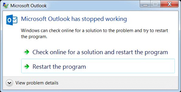 Outlook Stopped Working