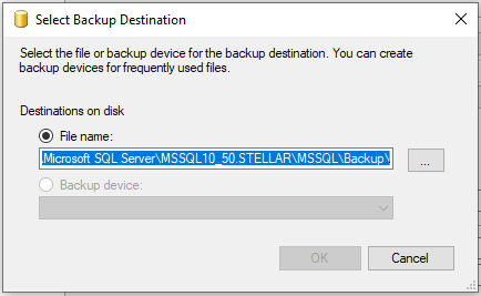 select backup destination