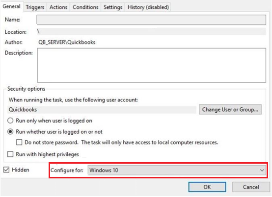 Set Configure for to Windows10