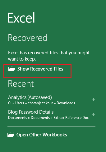 show recovered files