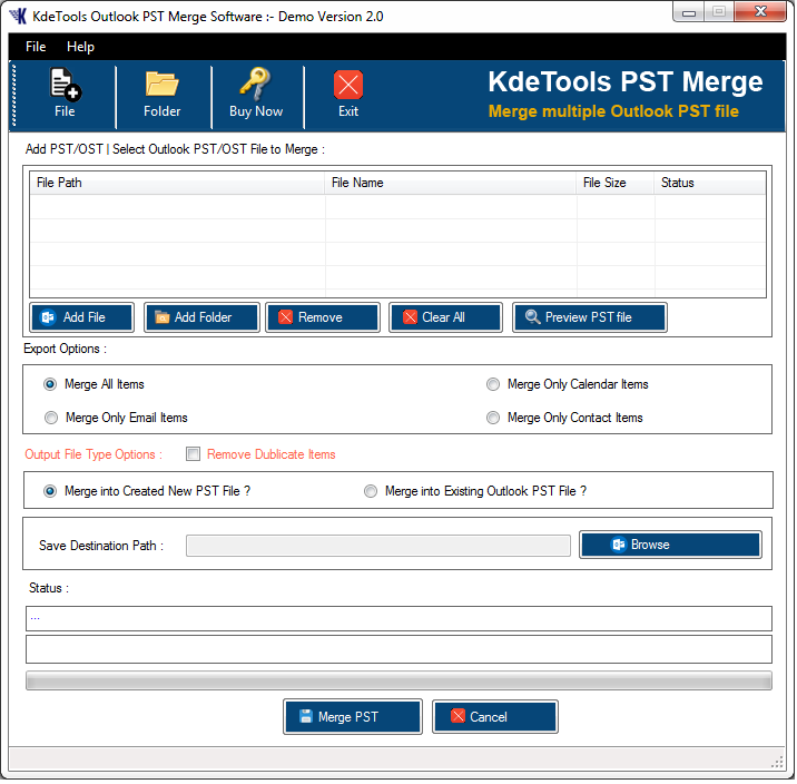 KDETools PST Merge Tool