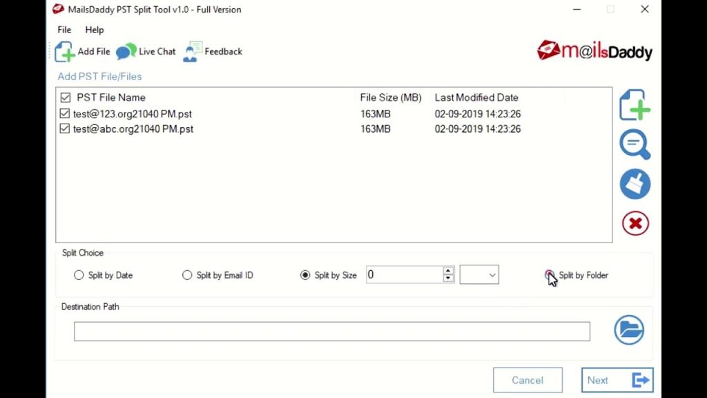 MailsDaddy PST Split Tool