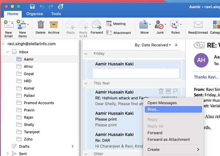 Save Multiple Emails From OLM to PDF