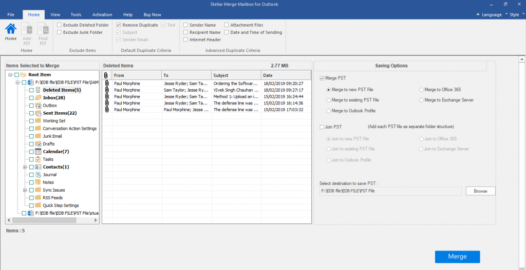 Stellar Merge Mailbox for Outlook