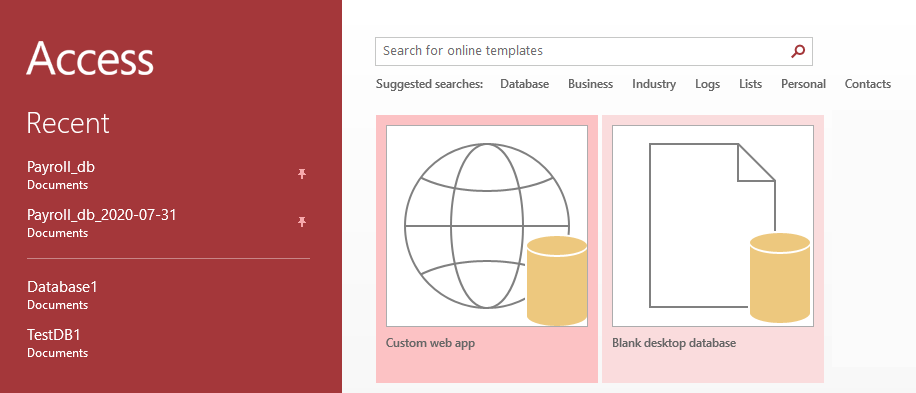 Last access. Blank database. Blank desktop database how. Blank desktop database.